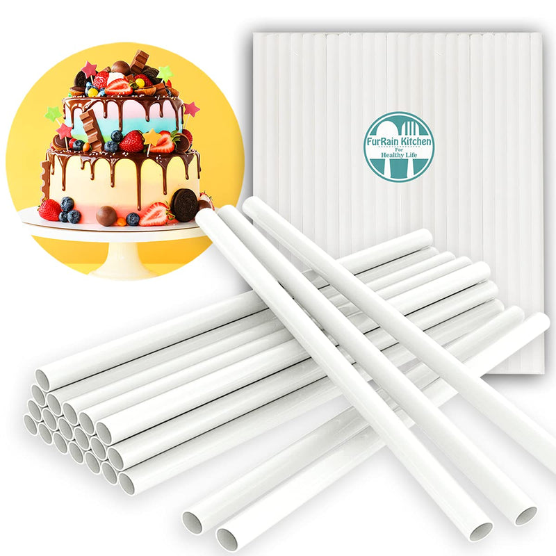 [Australia - AusPower] - 24 Pieces Plastic Cake Dowel Rod White Cake Dowel Rods, 0.4 Inch Diameter Support Rods for Stacking Tiered Cake Cake Sticks (9.5 Inch) 9.5 Inch (24PCS) 