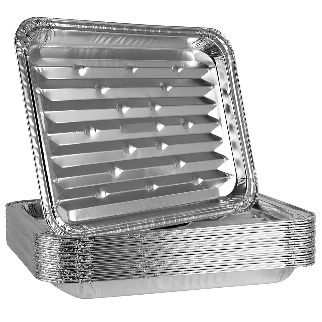 [Australia - AusPower] - Plasticpro Aluminum Grill Pans, Broiler Pans, Grill Liners, Durable with Ribbed Bottom Surface for BBQ, Grill, Texture Disposable,Pack of 10 