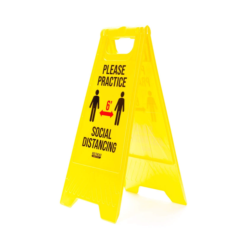 [Australia - AusPower] - Yellow Warning Floor Sign - Double-Sided, Foldout Signage - Crowd Control Safety Message for Businesses, Stores & More 