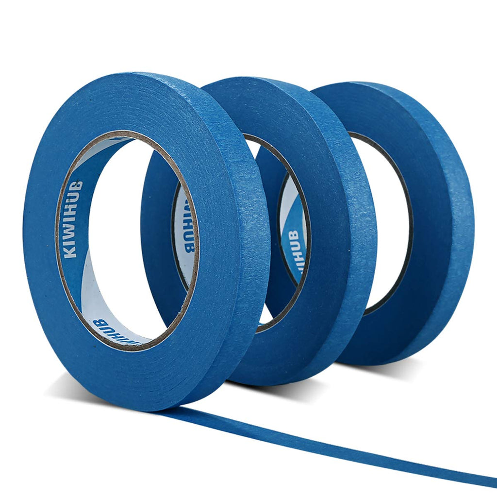 [Australia - AusPower] - KIWIHUB Blue Painters Tape, 0.6 in x 60 yd, 3 Rolls (180 Yards Total) - Blue Painting & Masking Tape - Multi Surface Use - 14 Day Clean Release Trim Edge Finishing Tape 3 Rolls 0.6" 