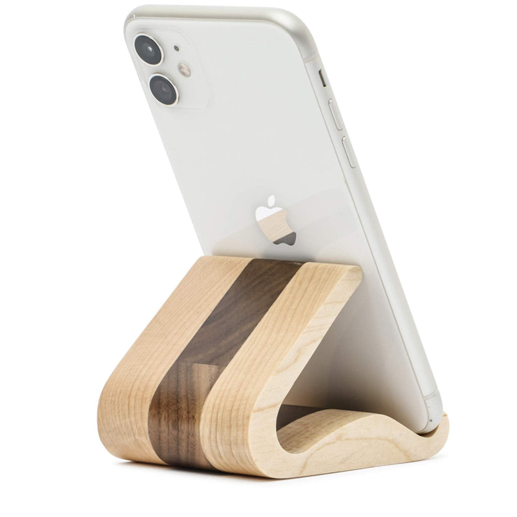 [Australia - AusPower] - Wooden Cell Phone Stand, MTWhirldy Stands for iPhone Universal Compatible with iPhone 11 Pro Max XS XR 8 Plus 7, Samsung Galaxy S20 S9 8 LG Moto Smartphone Facetime Holder for Desk (Maple and Walnut) 