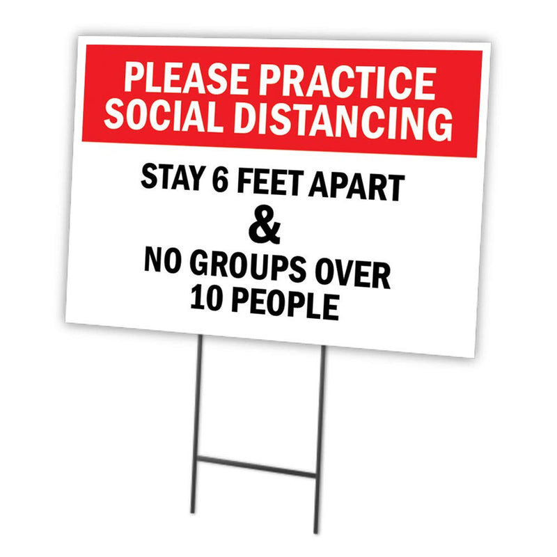 [Australia - AusPower] - SignMission Practice Social Distancing Stay 6 Feet Apart 18" X 24" Yard Sign & Stake | Protect Your Business, Municipality, Home & Colleagues | Made in The USA 