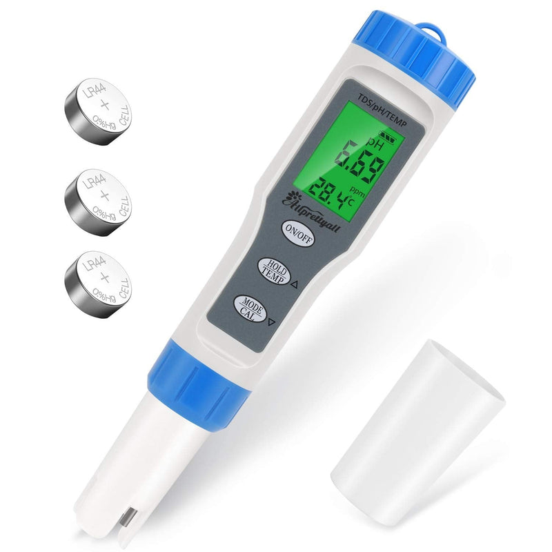 [Australia - AusPower] - Allprettyall Digital PH Meter PH Tester 0.01 PH High Accuracy Water Quality Tester with ATC: 3 in 1 PH TDS Temp Pocket Size for Household Drinking Water, Hydroponics, Lab, Aquarium 