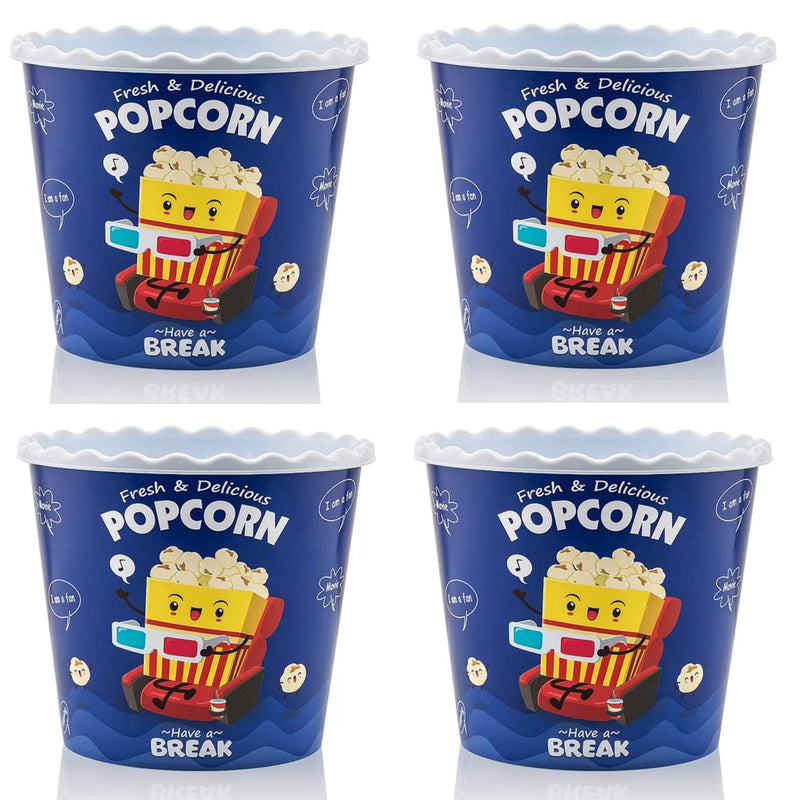 [Australia - AusPower] - Modern Style Reusable Plastic Popcorn Box / Popcorn Containers / Popcorn Bowls Set for Movie Theater Night - (BPA Free - BLUE 4 Pack-75 oz) 
