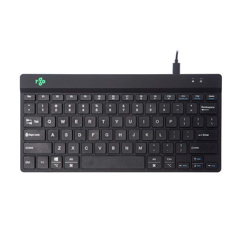 [Australia - AusPower] - R-Go Tools Compact Slim Ergonomic Wired-USB-C Keyboard for PC/Computer/Desktop/Windows/Linux/Mac QWERTY (US), Break LED Function, Black 