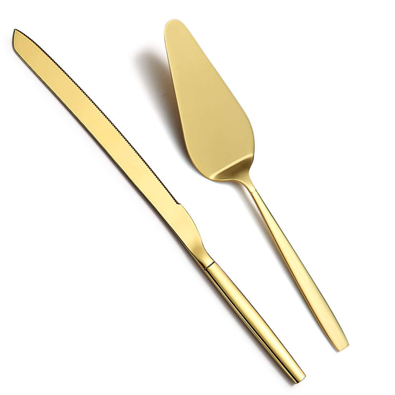 [Australia - AusPower] - Berglander Gold Cake Pie Pastry Servers, Gold Cake Serving Set,Cake Knife and Server Set Perfect For Wedding, Birthday, Parties and Events 1. Gold Serving Set 