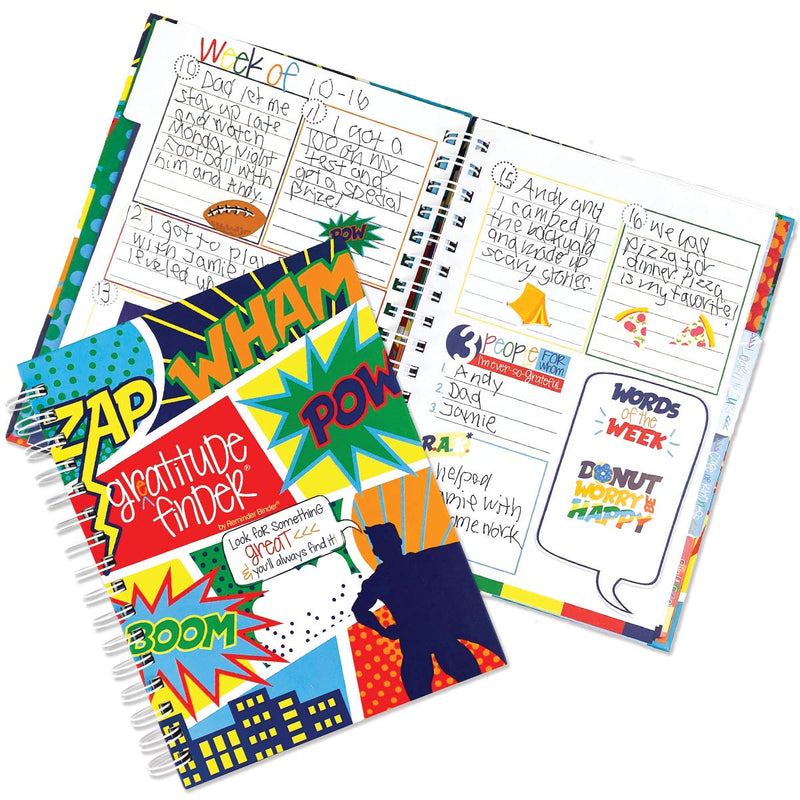 [Australia - AusPower] - Gratitude Finder® 52 Week Non-Dated Journal for Boys with 177 Totally Cool Hand-Illustrated Stickers (Super Kiddo) Super Kiddo Gratitude Finder Journal 