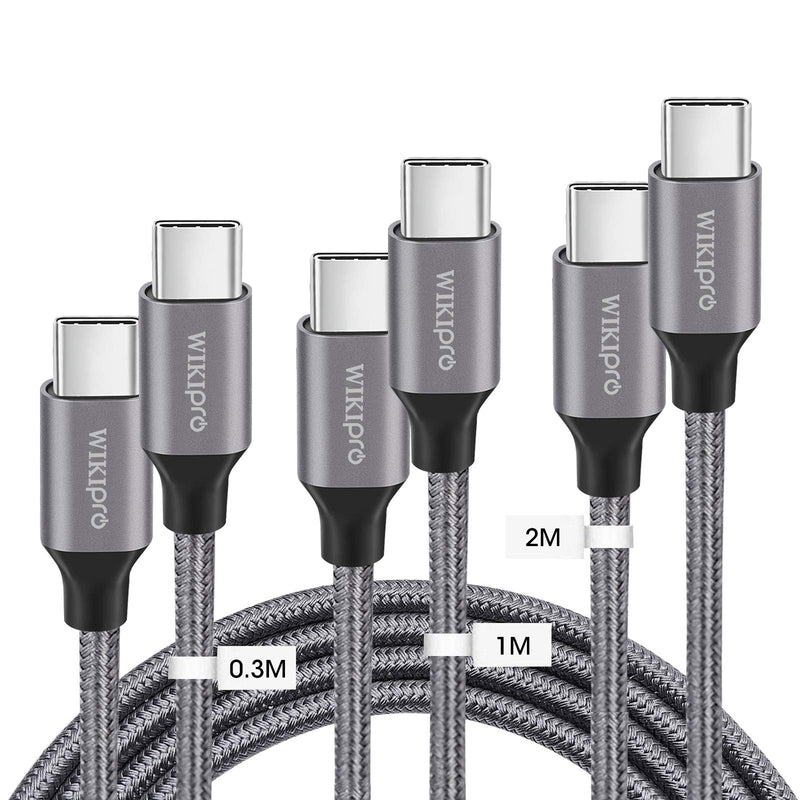 [Australia - AusPower] - WIKIPro USB C to USB C 60w Cable 3Pack(1+3.3+6.6FT),USB Type C Charger Cord Compatible with Samsung Galaxy S10/S9/S8/S20 Plus/Note/10/9/8,MacBook Air/Pro 13'',Google Pixel 2/3/4 XL 