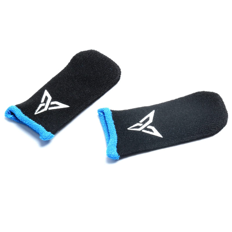 [Australia - AusPower] - HUAYUWA Mobile Game Controller Finger Sleeve Sets [2 Pack], Anti-Sweat Breathable Full Touch Screen Sensitive Shoot Aim Joysticks Finger Gloves for PUBG Games, (Black+Blue) Black + Blue 