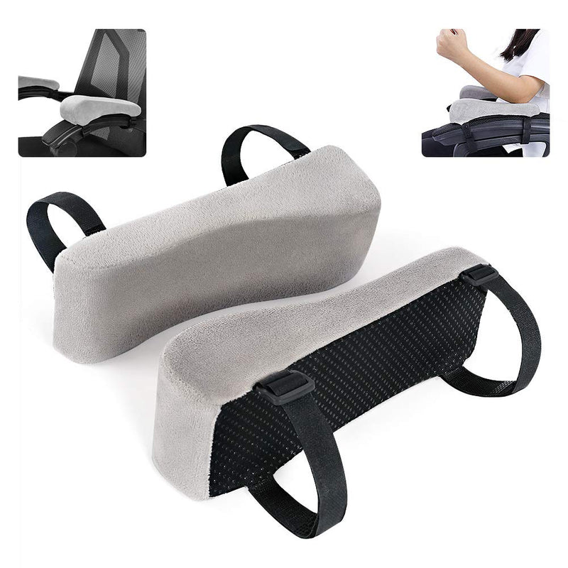 [Australia - AusPower] - Memory Foam Arm Rest Office Chair Armrest Pads and Elevated Sloped Armrest - Universal Cushion Covers for Armrest and Elbow Relief (2 Pad Set) Gray Gray Chair Arm Rest Covers 