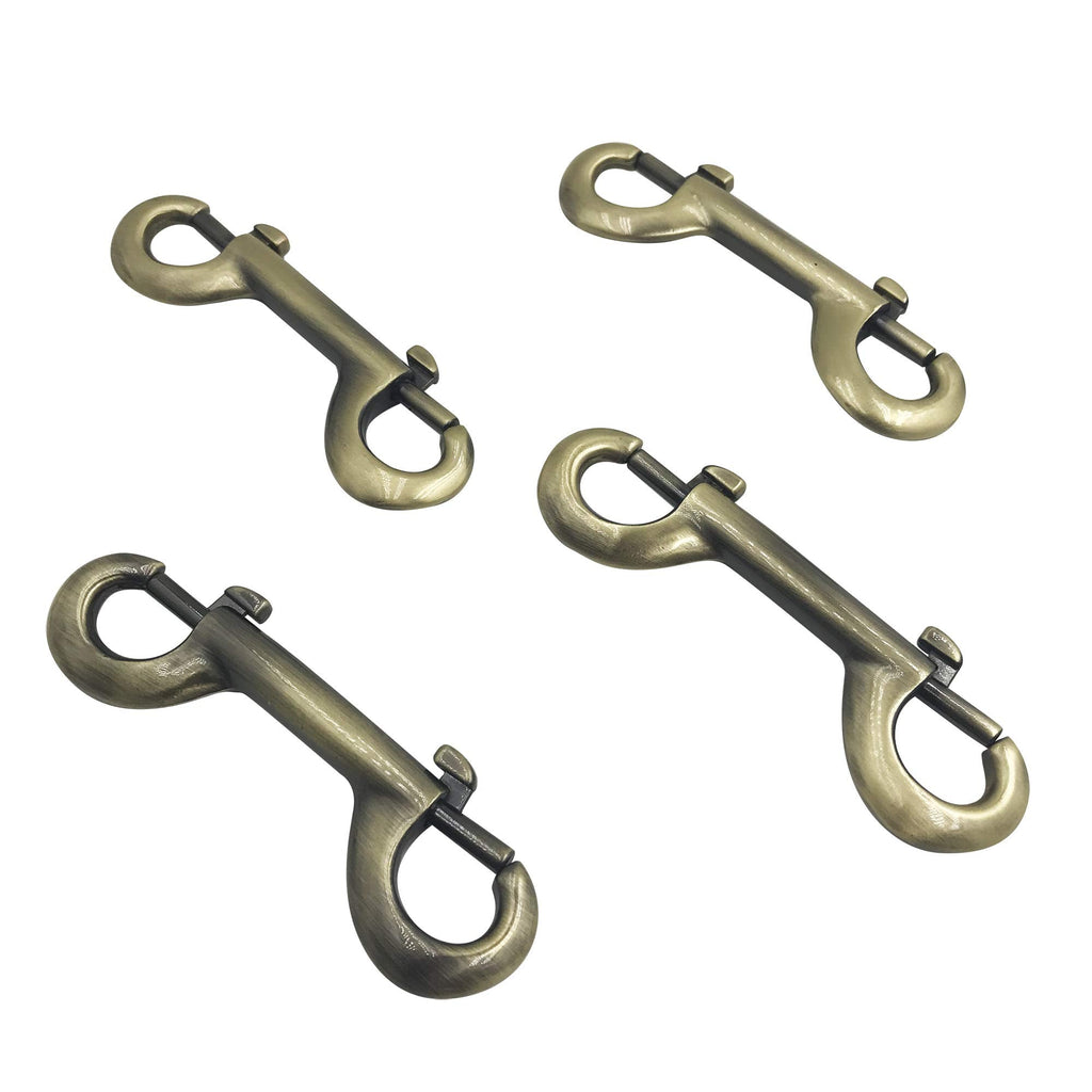 [Australia - AusPower] - Double Ended Bolt Snap Hooks,4 Pack Stainless Steel Double End Heavy Duty Trigger Snaps,3.9 inch Marine Grade Metal Clips for Diving,Dog Leash,Key Chain,Horse Tack,Feed Buckets (Bronze) PT100 Bronze 