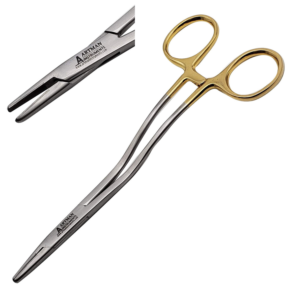 [Australia - AusPower] - Bozeman Needle Holder Surgical Needle Driver 6" Suture Tying Forceps Angled with Tungsten Carbide Inserts ARTMAN Brand 