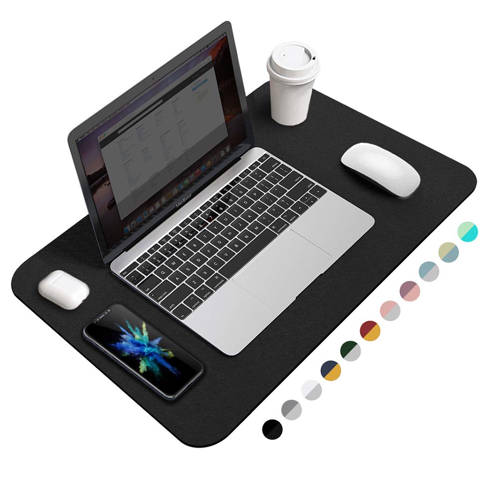 [Australia - AusPower] - Desk Pad Protector, Waterproof PU Leather Office Desk Mat Desk Writing Mat Laptop Large Mouse Pad Desk Blotters Desk Décor for Office Home, 23.6" x 13.8" Black 23.6" x 13.8" 