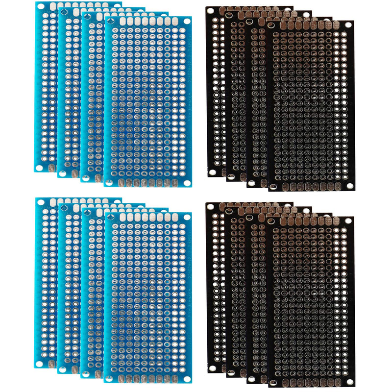[Australia - AusPower] - 24Pcs(3x7cm) Double Sided PCB Board Prototype Kit Soldering 2 Sizes Blue Black 2 Colour Universal Printed Circuit Board for DIY Soldering and Electronic Project 