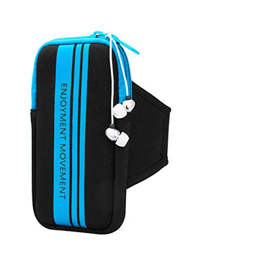 [Australia - AusPower] - Sports Women Men Arm Bag Outdoor Fitness Cell Phone Armband Wrist Bag Double Pocket for iPhone 6.5inches (Blue) Blue 