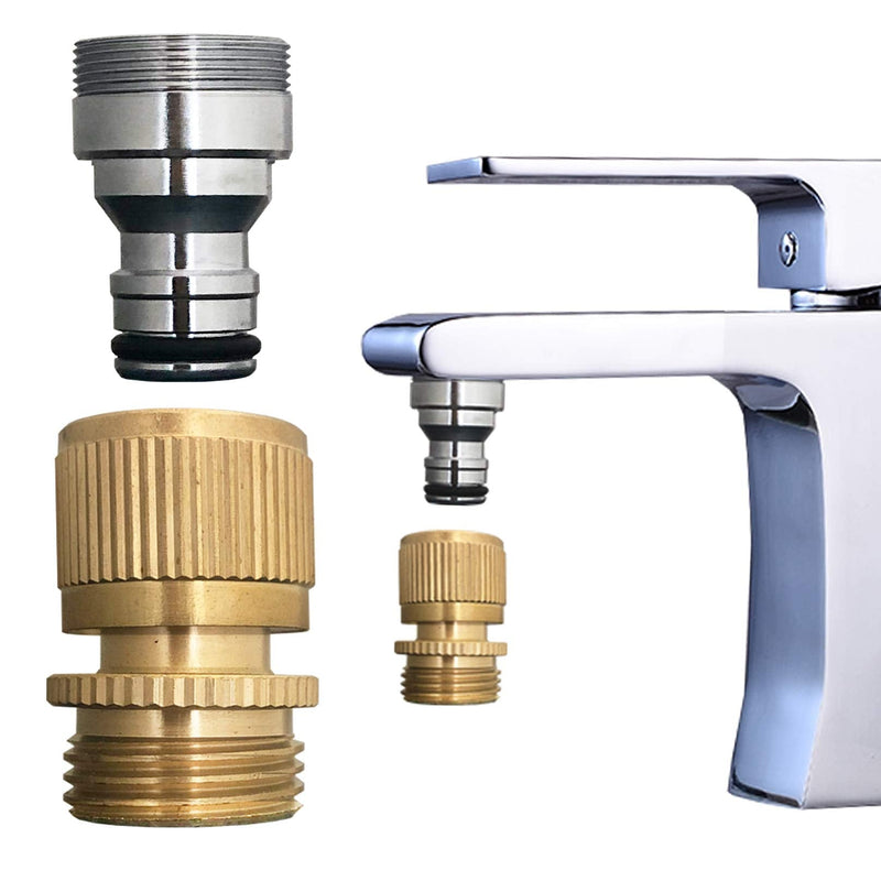 [Australia - AusPower] - bathroom Sink Faucet snap adapter quick connect to garden hose, kitchen faucet aratored quick snap connector to 3/4 inch GHT female for washer, indoor sink quick-fit attachment 