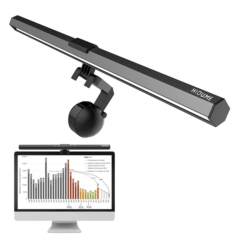 [Australia - AusPower] - HIOUME Monitor Light Bar, USB Powered LED Computer Light for Desk/Office/Home, 3 Adjustable Color Temperature, 10 Dimming Brightness Levels, No Screen Glare, Black 