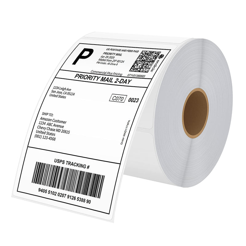 [Australia - AusPower] - LOSRECAL Shipping Labels 4''x6'' Thermal Direct White Pack of 500 Per Roll Compatible with Thermal Desktop Shipping Printers 4"x6" 