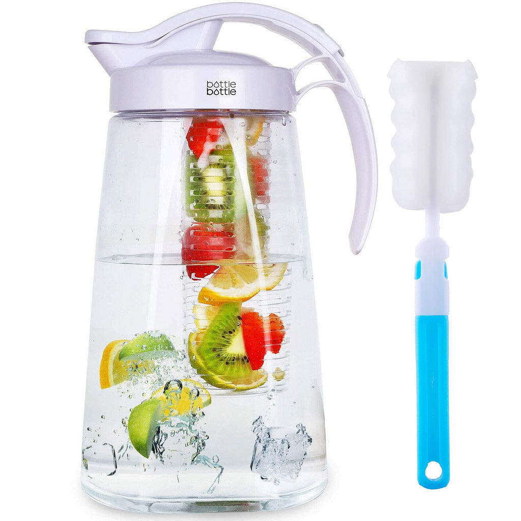 [Australia - AusPower] - Water Pitcher with Lid and Handle Iced Tea and Fruit Infuser Pitcher Tritan High Heat Resistance Infusion Pitcher for Fridge 2.2L Capacity Perfect for Cold Water Beverage Sangria and Juice 
