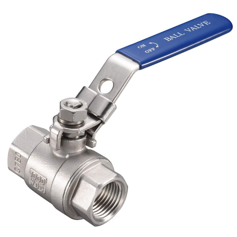 [Australia - AusPower] - 3/4'' Ball Valve 304 Stainless Steel 2PC 3/4 inch NPT Thread 1000WOG-Full Port for Water,Gas and Oil With Lock and Blue Handle Cover 3/4 Inch ball valve 