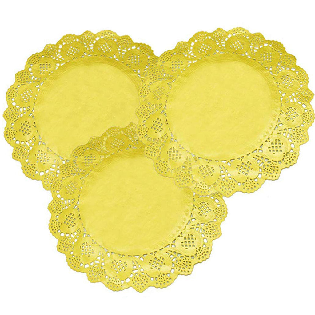 [Australia - AusPower] - 12 Inch Gold Paper Doilies Lace Round Foil Paper Placemats Doily Paper Pad for Cakes Desserts Crafts Party Wedding Tableware Decoration (100 Pack) 