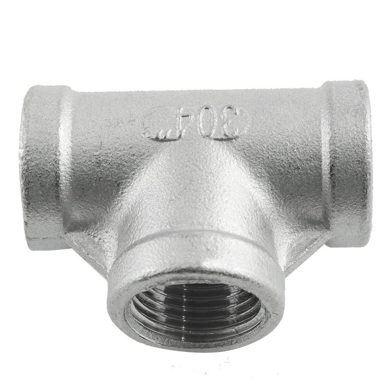 [Australia - AusPower] - heyous 304 Stainless Steel Female Threaded 3 Way Tee T Pipe Fitting NPT 1/2 Inch Threaded Connector 