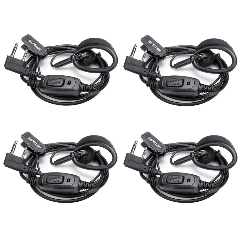 [Australia - AusPower] - Retevis RT68 Earhook Two Way Radio Earpiece Single Wire, Compatible with Retevis RT22 RT21 H-777 RT68 H-777S RT22S pxton eSynic Walkie Talkies, Walkie Talkie Headset with Microphone 2 Pin(4 Pack) 