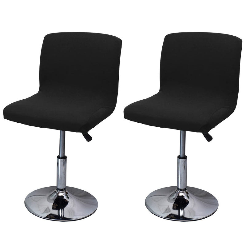 [Australia - AusPower] - WOMACO Bar Stool Cover with Back Printed Dining Room Square Swivel Barstool Chair Seat Cushion Slipcover for Counter Height Mid Low Back Chair Protector (2, Black) 2 
