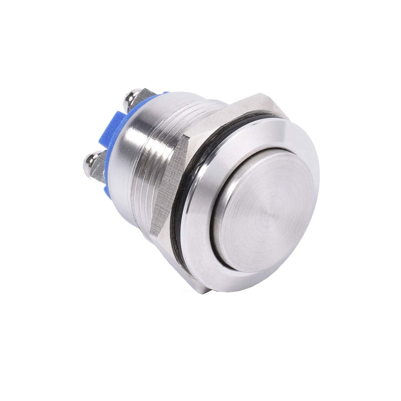 [Australia - AusPower] - STARELO 19MM 3/4" Momentary Push Button Switch High Round 36V 2A 1NO Waterproof Aluminum Shell (Silver) 