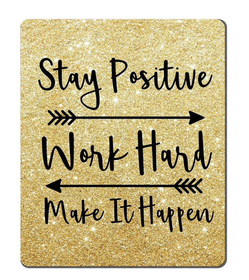 [Australia - AusPower] - Amcove Gaming Mouse Pad Custom, Stay Positive Work Hard and Make It Happen Inspirational Quotes Mouse pad Art Gold Glitter Black Quote 