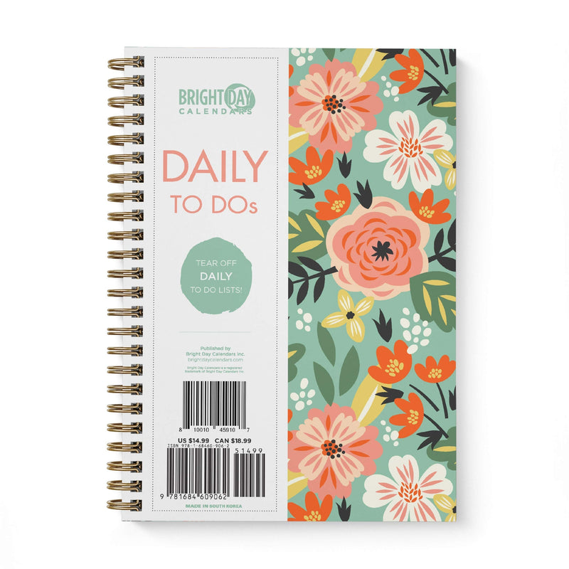 [Australia - AusPower] - to Do List Daily Task Checklist Planner Time Management Notebook by Bright Day Non Dated Flex Cover Spiral Organizer 8.25 x 6.25 (Tropical Floral) 