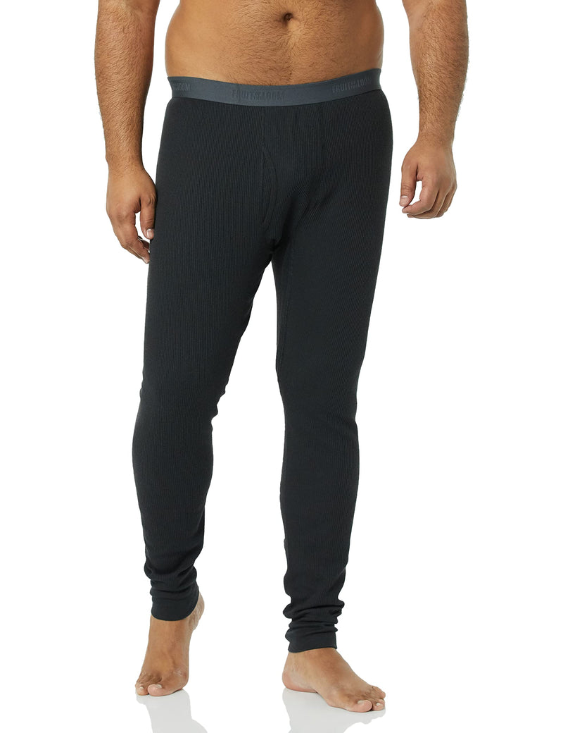 [Australia - AusPower] - Fruit of the Loom Men's Recycled Premium Waffle Thermal Underwear Long Johns Bottom (1, 2, 3, and 4 Packs) Medium Black 