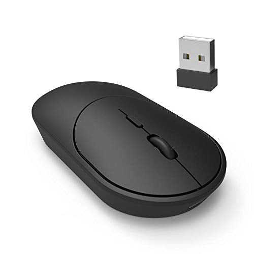 [Australia - AusPower] - Dual Mode Noiseless Rechargeable Mouse Bluetooth and 2.4G with USB Nano Receiver Wireless Mice for Windows PC Computer, Laptop, Chromebook, Apple MacBook Air/Pro, iMac, Mac Mini, iPad 