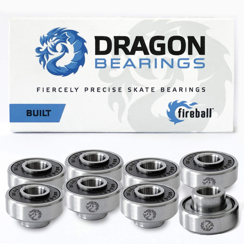 [Australia - AusPower] - Fireball Dragon Skateboard Bearings Set (8 Pack) - 608 Longboard Bearings for Skateboard Inline & Roller Skate - Guaranteed for Life BUILT 8 