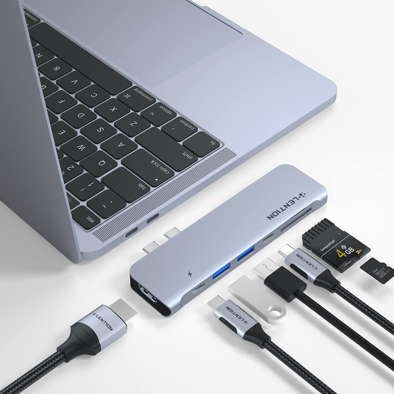 [Australia - AusPower] - LENTION USB C Hub with 100W PD + 40Gbps USB C Port, 4K HDMI, 2 USB 3.0 and SD/Micro SD Card Reader Compatible 2022-2016 MacBook Pro 13/15/16, New Mac Air, Stable Driver Adapter (CB-CS64, Space Gray) 