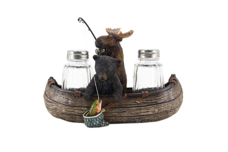 [Australia - AusPower] - Comfy Hour Western Retro Collection Resin Moose and Bear Fishing Salt and Pepper Bottle Holder (Bottle Not Included) 