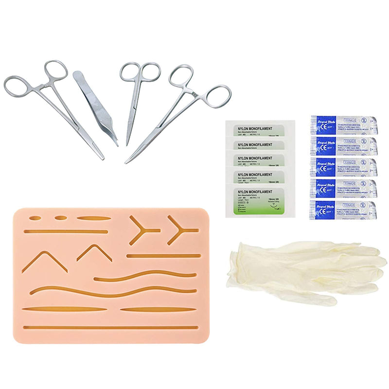 [Australia - AusPower] - Suture Training Kit, YOUYA DENTAL Suture Practice Kit Including Large Silicone Pad with Pre-Cut Wounds, Tool Kit with Needles, for Medical Dental Vet Training Students Skin suture kit 