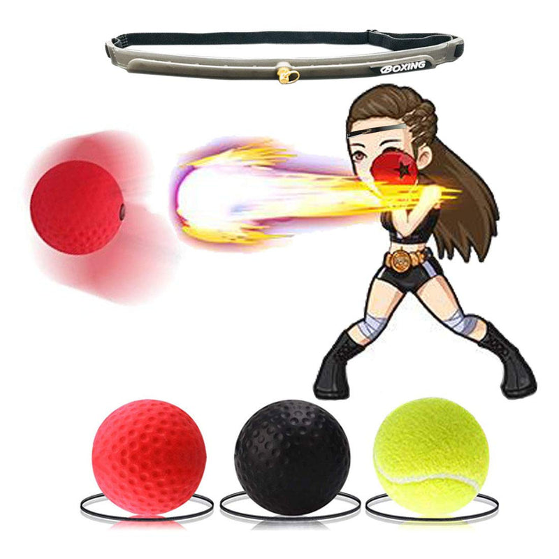 [Australia - AusPower] - Boxing Reflex Ball 3 Difficulty Level Boxing Ball with Headband Suit for Reaction, Agility, Punching Speed, Fight Skill and Hand Eye Coordination Training for Kids and Adults 3 balls 