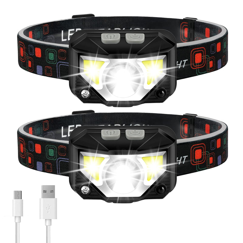 [Australia - AusPower] - Headlamp Flashlight, LHKNL 1100 Lumen Ultra-Light Bright LED Rechargeable Headlight with White Red Light, 2-PACK Waterproof Motion Sensor Head Lamp, 8 Modes for Outdoor Camping Running Cycling Fishing 