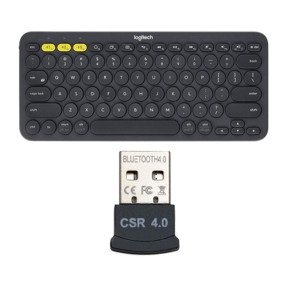 [Australia - AusPower] - Logitech K380 Multi-Device Bluetooth Keyboard (Dark Gray) Bundle with Knox Gear USB Bluetooth 4.0 Dongle Adapter (2 Items) 