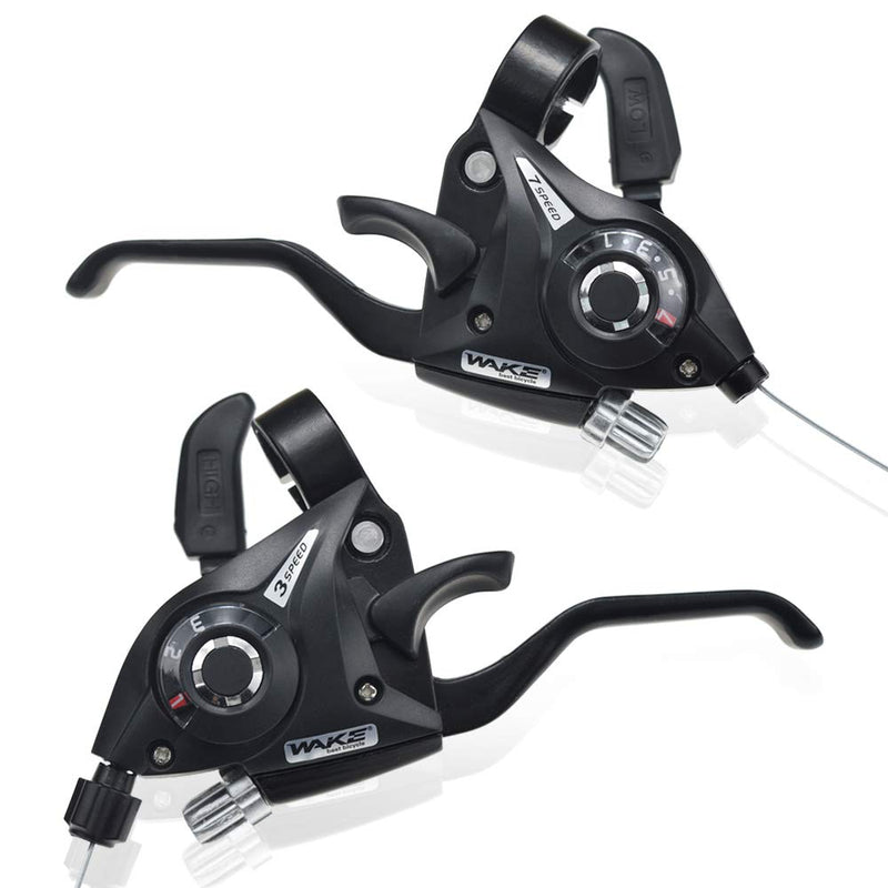[Australia - AusPower] - Bicycle Brake Levers Shifter LITEONE 3x7 21 Speed Shifter with Gear Indicator and V Brake Cable for Moutain Bike, Road Bike, MTB, BMX, Fixie Gear, Cycling 