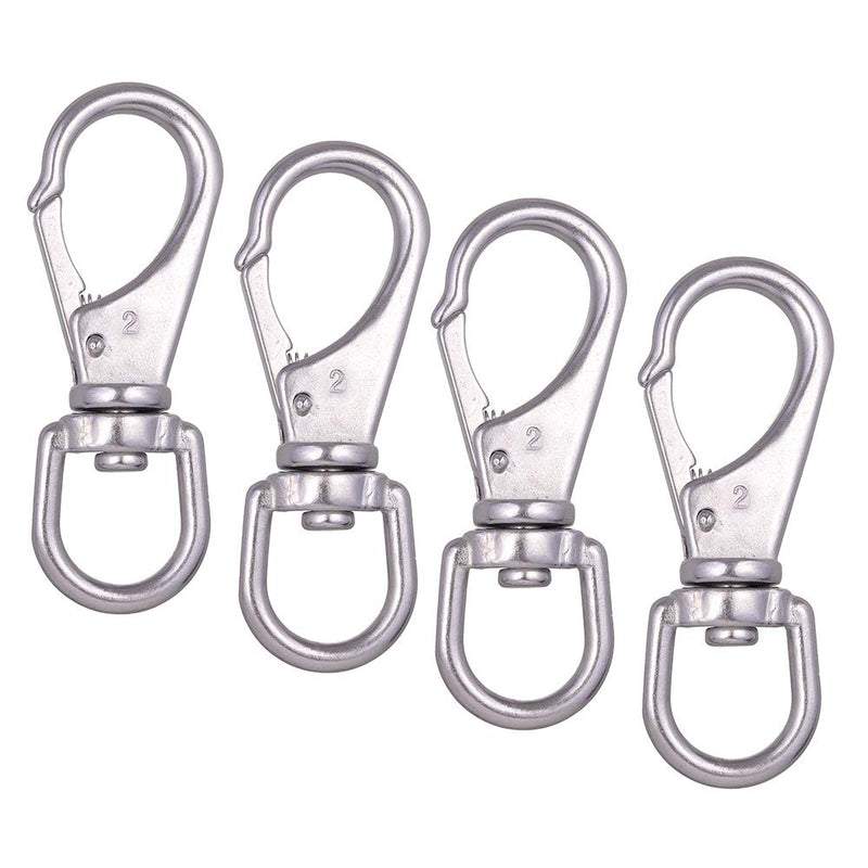 [Australia - AusPower] - Mixiflor 4 Pack Stainless Steel Swivel Eye Snap Hook Flag Pole Clips, Diving Clips Spring Hooks for Bird Feeders, Pet Chains, Dog Tie-Out Cable, Keychains and More (4 x 1-1/2 inch) 
