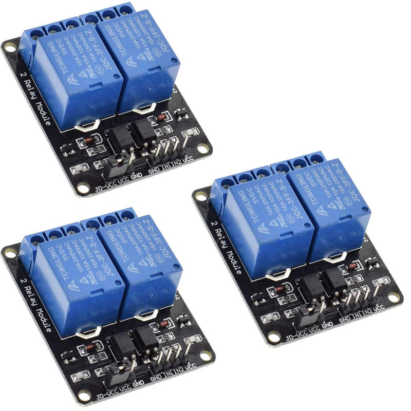 [Australia - AusPower] - Hailege 3pcs 5V 2 Channel Relay Module Relay Expansion Board with OPTO Isolation 2 Ways Relay Switch Module for Arduino MCU 