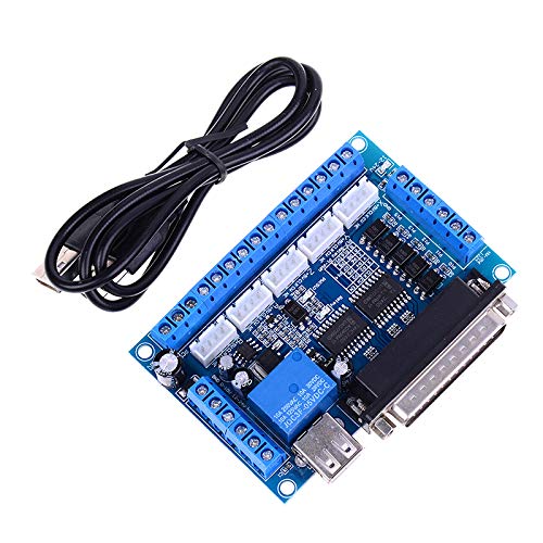 [Australia - AusPower] - Hailege MACH3 Engraving Machine CNC 5 Axis Stepper Motor Driver Interface Board with Optocoupler Isolation Blue Board + USB Cable 