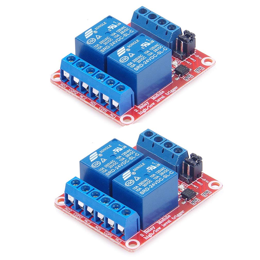[Australia - AusPower] - Hailege 2pcs DC 24V 2 Channel Relay Module with Isolated Optocoupler High and Low Level H/L Level Trigger Module Triggered by DC 24V 
