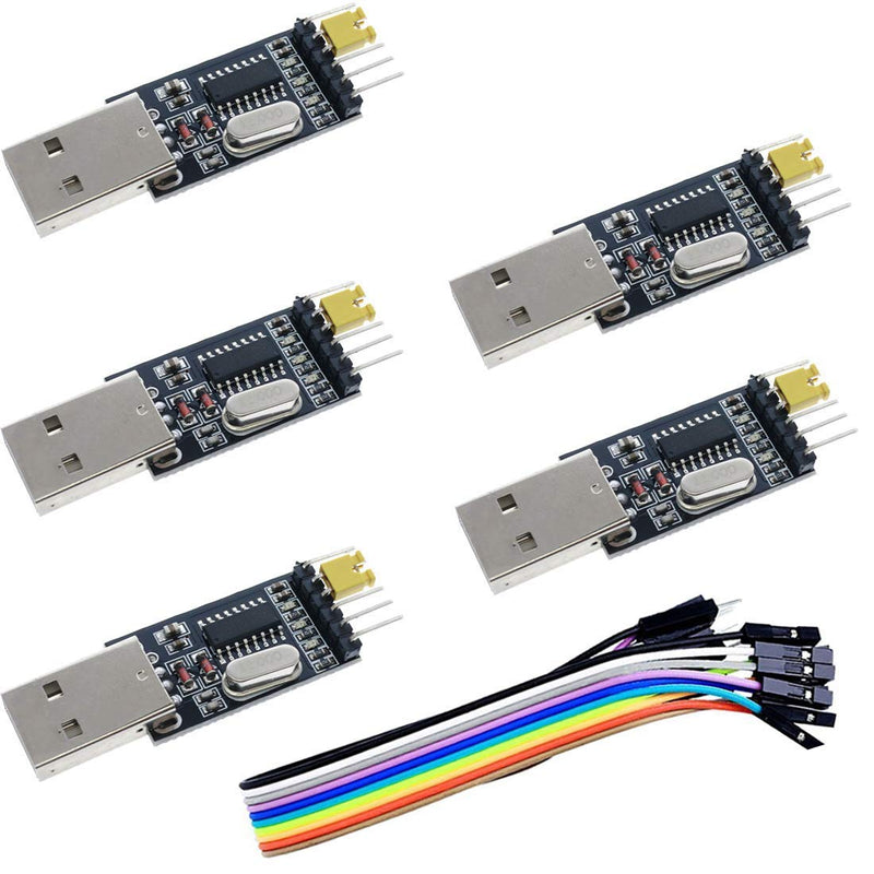 [Australia - AusPower] - Hailege 5pcs USB to Serial USB to TTL CH340 Download Module with STC Microcontroller Download Adapter with Dupont Wires 