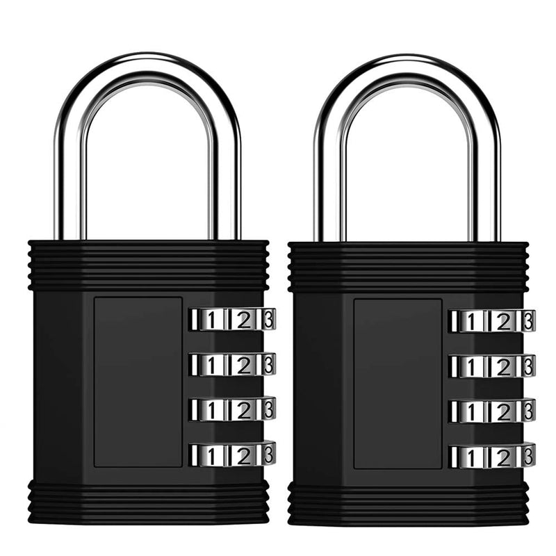 [Australia - AusPower] - ZHEGE Combination Padlocks, 4 Digit Waterproof Lock for Gym, School Locker, Fence, Toolbox, Gate (Black, Pack of 2) Black 