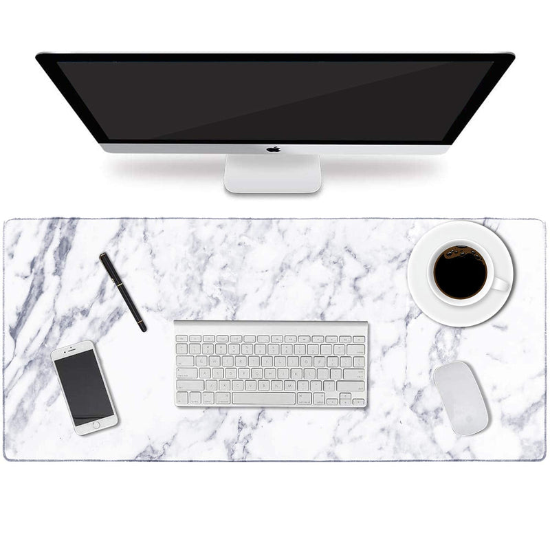 [Australia - AusPower] - HAOCOO Desk Pad, Office Desk Mat 31.5" ×15.7" Large Gaming Mouse Pad Durable Extended Computer Mouse Pad Water-Resistant Thick Writing Pads with Non-Slip Rubber Base for Office,White Marble 31.5" × 15.7" A White Marble 