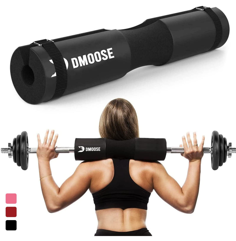[Australia - AusPower] - DMoose Barbell Pad, Hip Thrust Pad for Squats, Lunges - Relief Pressure from Neck, Shoulder, Lower Back Support for Women - Standard & Olympic Non-Slip EVA Foam Squat Pad with Safety Straps 