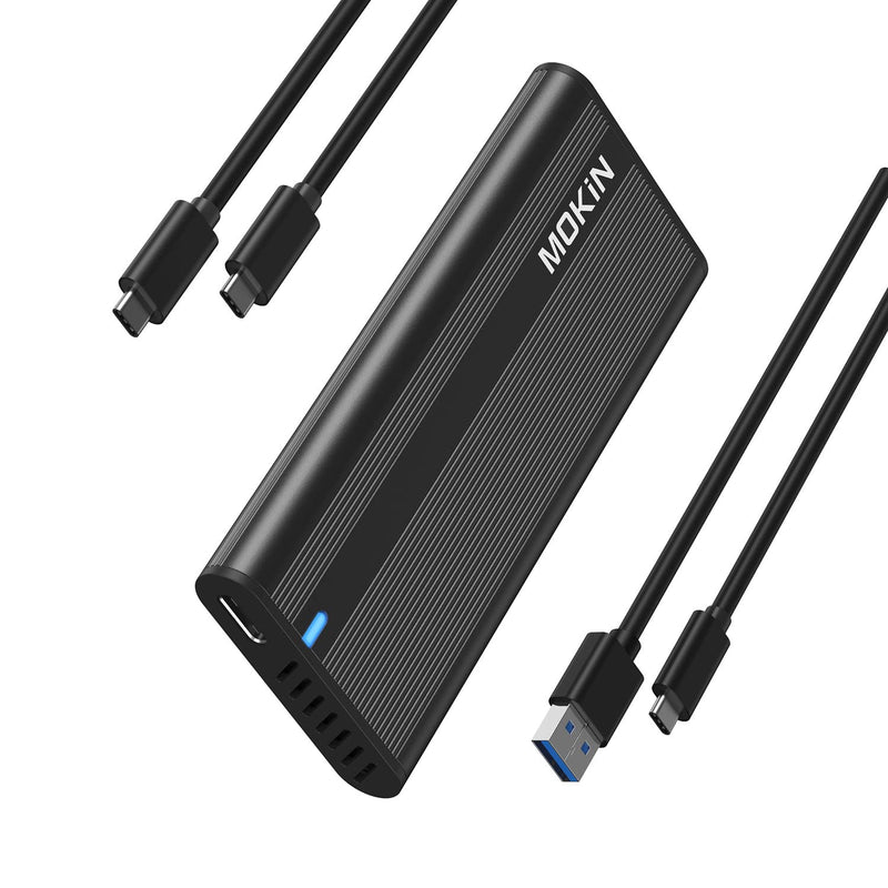 [Australia - AusPower] - MOKiN M.2 NVME SATA SSD Enclosure Adapter Tool-Free, RTL9210B Chips, USB C 3.1 Gen 2 10Gbps NVME, 6Gbps SATA PCIe M-Key(B+M Key), External Solid State Drive Support UASP Trim for 2242/2260/2280 SSD 